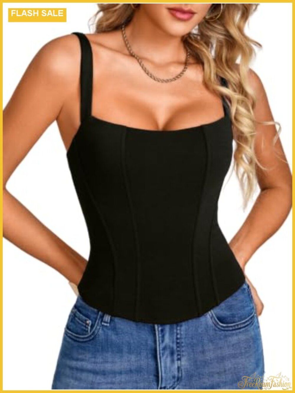 Women's Corset Top Slim Fit Square Neck Lace-Up Back Going Out Cami